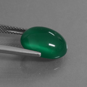 Agata naturale verde da 6,27 ct, taglio ovale, traslucido