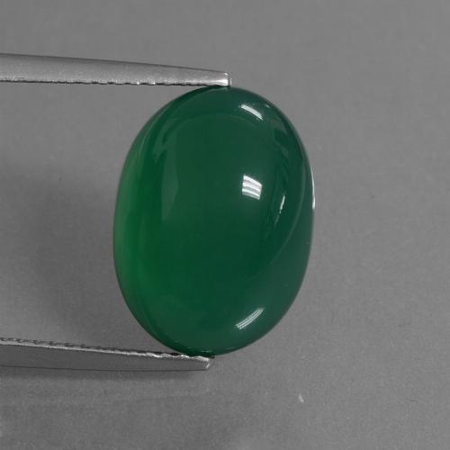Agata Verde giallastro naturale da 6.62 ct, Taglio ovale, Traslucido