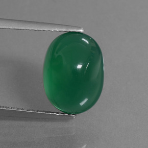 Agata naturale verde da 5,72 ct, taglio ovale, traslucido