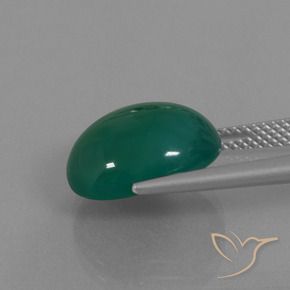 Agata Verde medio naturale da 7.56 ct, Ovale, Traslucido