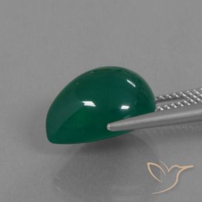 Agata Verde foresta naturale da 8.64 ct, Forma a pera, Traslucido