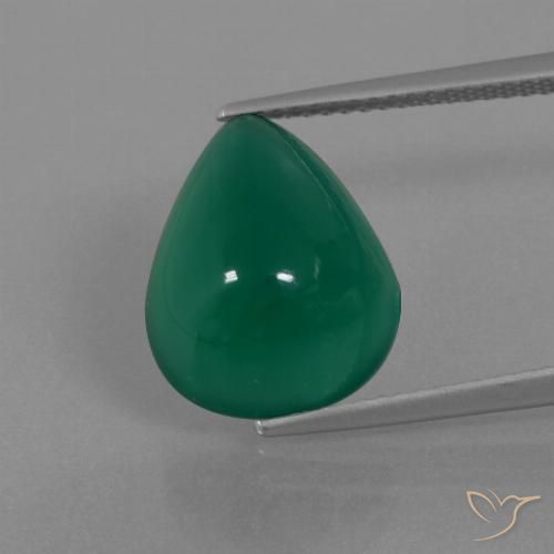 6.44ct Naturale Verde medio Agata, Forma a pera, Traslucido