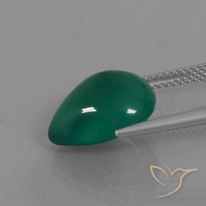 Agata Verde medio naturale da 6.44 ct, Forma a pera, Traslucido