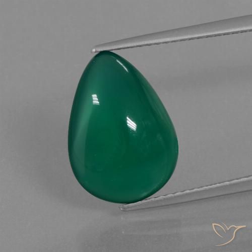 5.45ct Naturale Verde foresta Agata, Forma a pera, Traslucido