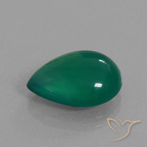 Agata Verde foresta naturale da 6.24 ct, Forma a pera, Traslucido