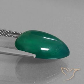 Agata Verde foresta naturale da 6.24 ct, Forma a pera, Traslucido