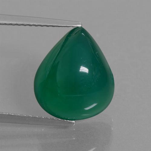 Agata naturale verde da 8,45 ct, taglio a pera, traslucido