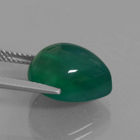 Agata naturale verde da 8,45 ct, taglio a pera, traslucido