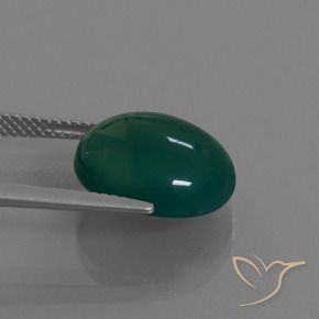 Agata Verde scuro medio naturale da 8.13 ct, Ovale, Traslucido