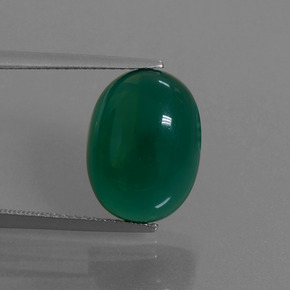 Agata naturale verde da 7,42 ct, taglio ovale, traslucido