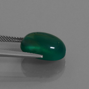 Agata naturale verde da 7,42 ct, taglio ovale, traslucido