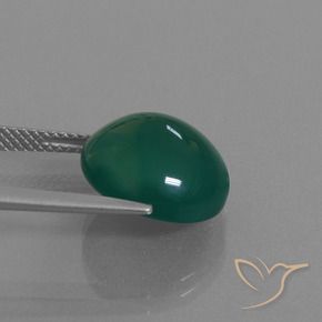 Agata Verde scuro medio naturale da 7.80 ct, Ovale, Traslucido