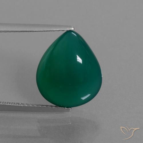 Agata naturale verde da 7,33 ct, taglio a pera, traslucido