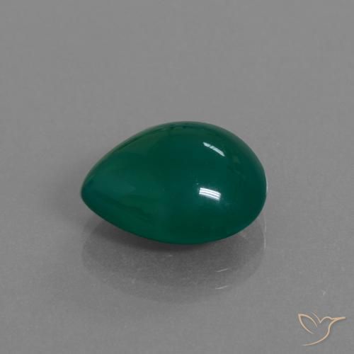 Agata naturale verde da 7,33 ct, taglio a pera, traslucido