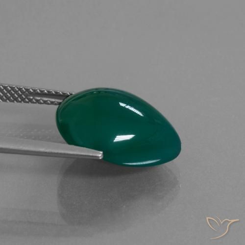 Agata naturale verde da 7,33 ct, taglio a pera, traslucido