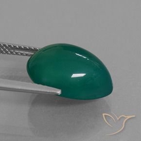 Agata Verde medio naturale da 7.72 ct, Forma a pera, Traslucido