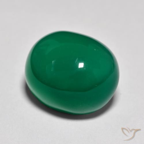 Agata Verde medio naturale da 9.31 ct, Ovale, Traslucido
