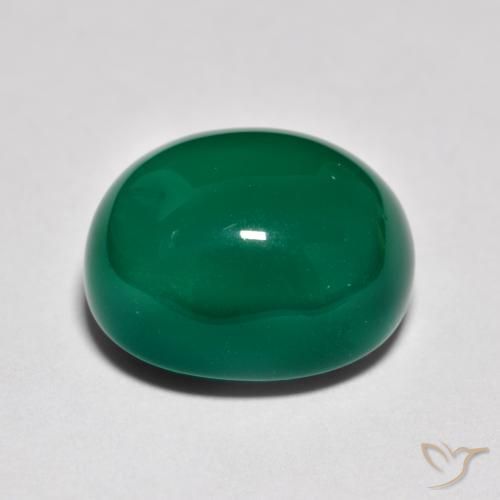 Agata Verde medio naturale da 9.31 ct, Ovale, Traslucido