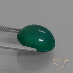 Agata Verde scuro medio naturale da 8.59 ct, Ovale, Traslucido