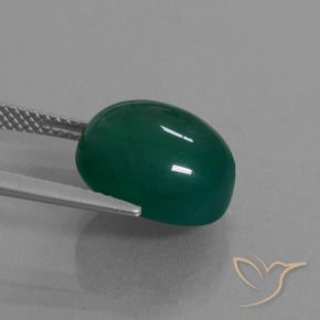 Agata Verde scuro medio naturale da 8.38 ct, Ovale, Traslucido