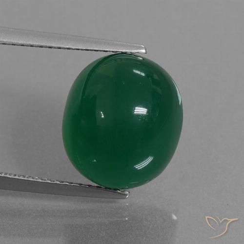 Agata Verde giallastro naturale da 8.78 ct, Ovale, Traslucido