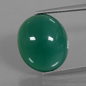 Agata naturale verde da 10,07 ct, taglio ovale, traslucido