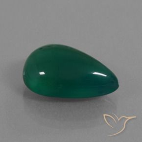 Agata Verde scuro medio naturale da 8.47 ct, Forma a pera, Traslucido