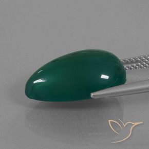 Agata Verde scuro medio naturale da 8.47 ct, Forma a pera, Traslucido