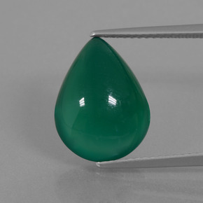 Agata naturale verde da 6,75 ct, taglio a pera, traslucido