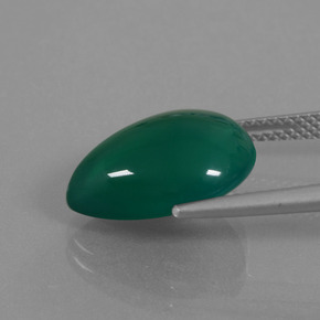 Agata naturale verde da 6,75 ct, taglio a pera, traslucido