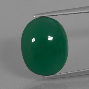 Agata naturale verde da 7,34 ct, taglio ovale, traslucido
