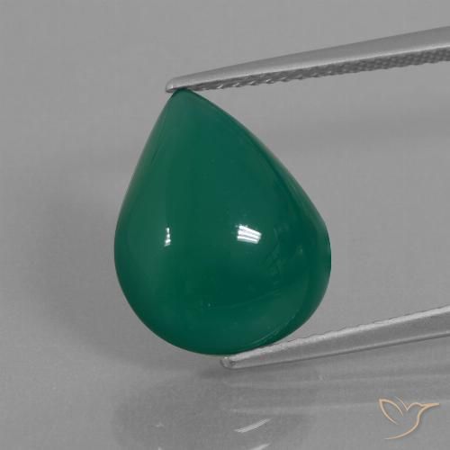 6.66ct Naturale Verde scuro medio Agata, Forma a pera, Traslucido