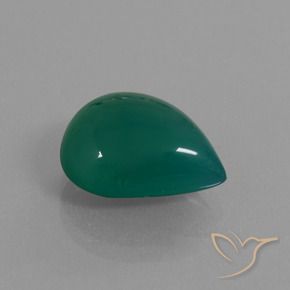 Agata Verde scuro medio naturale da 6.66 ct, Forma a pera, Traslucido