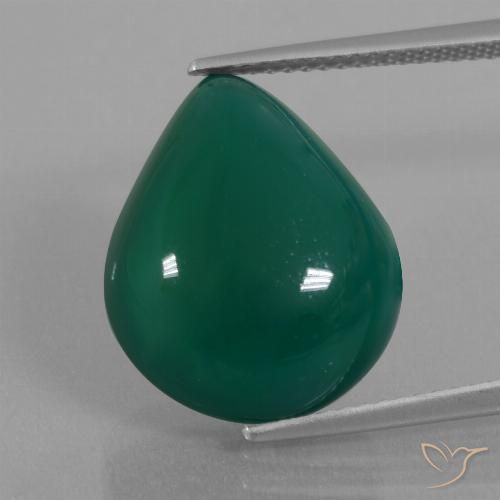 12.92ct Naturale Verde scuro medio Agata, Forma a pera, Traslucido