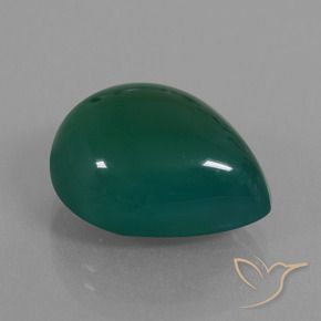 Agata Verde scuro medio naturale da 12.92 ct, Forma a pera, Traslucido