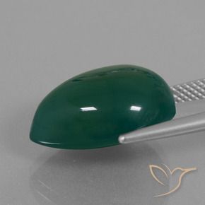 Agata Verde scuro medio naturale da 12.92 ct, Forma a pera, Traslucido