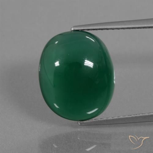 7.32ct Naturale Verde medio intenso Agata, Ovale, Traslucido