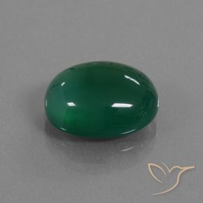 Agata Verde medio intenso naturale da 7.32 ct, Ovale, Traslucido