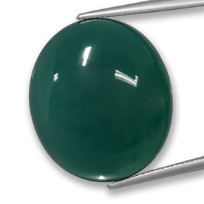Agata naturale verde da 42,59 ct, taglio ovale, traslucido