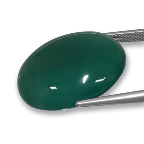 Agata naturale verde da 42,59 ct, taglio ovale, traslucido