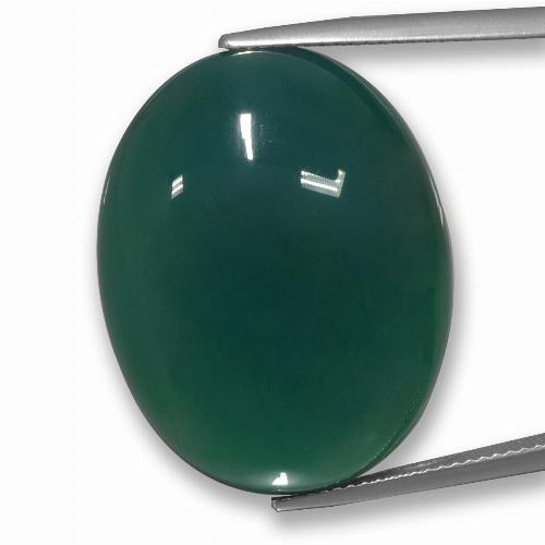 Agata Verde freddo naturale da 42.52 ct, Taglio ovale, Traslucido