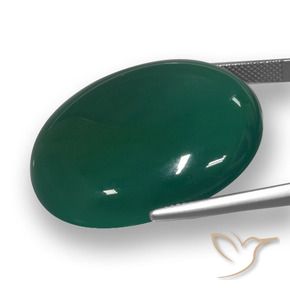 Agata Verde scuro medio naturale da 58.42 ct, Ovale, Traslucido