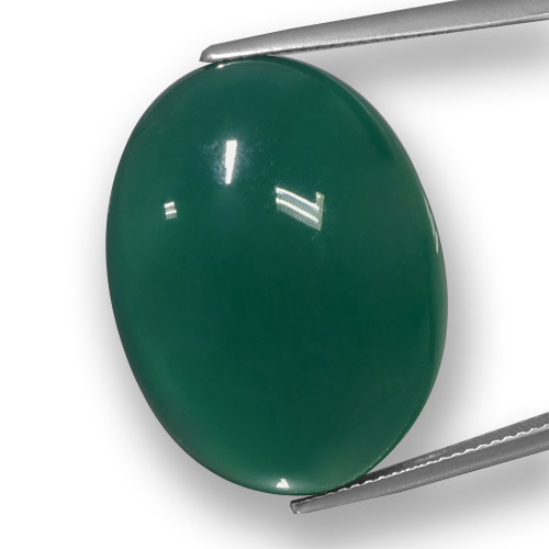 Agata naturale verde da 37,57 ct, taglio ovale, traslucido