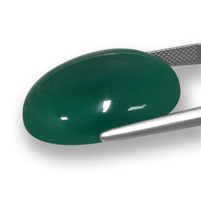 Agata naturale verde da 37,57 ct, taglio ovale, traslucido