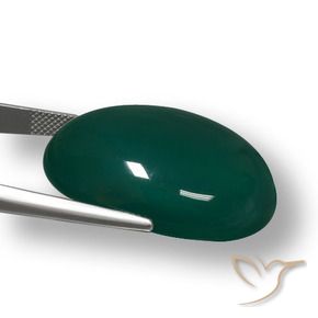 Agata Verde scuro naturale da 56.95 ct, Ovale, Traslucido