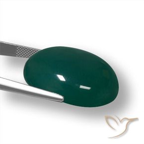 Agata Verde scuro naturale da 50.18 ct, Ovale, Traslucido