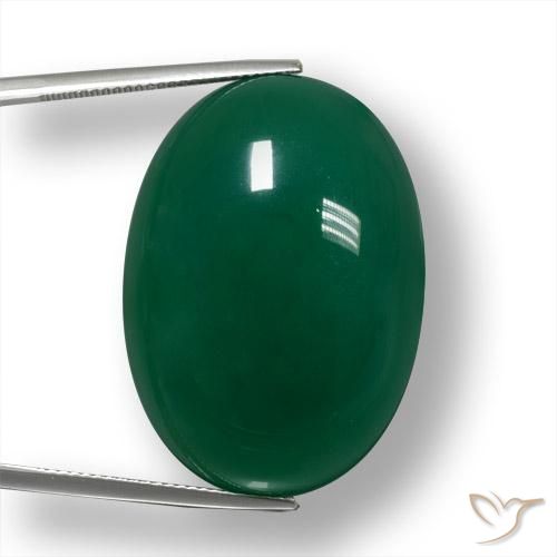 55.68ct Naturale Verde medio Agata, Ovale, Traslucido, Photo A
