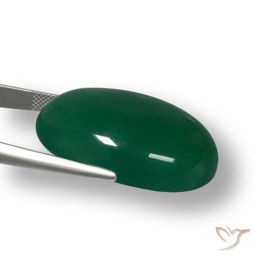 Agata Verde medio naturale da 55.68 ct, Ovale, Traslucido