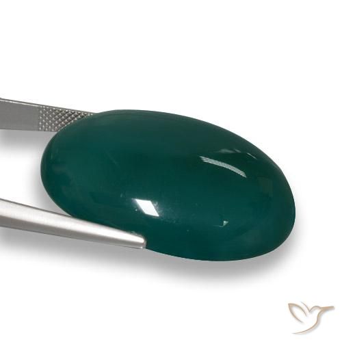 Agata Verde freddo naturale da 63.79 ct, Ovale, Traslucido