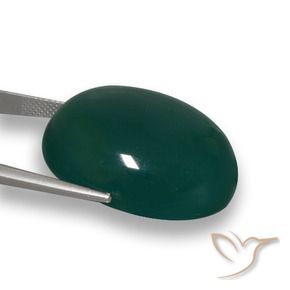 Agata Verde scuro naturale da 59.91 ct, Taglio ovale, Traslucido